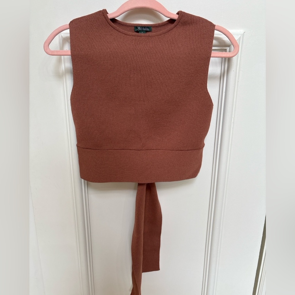 Wild Fable Brown Sleeveless Crop Top with Back Tie - Size S